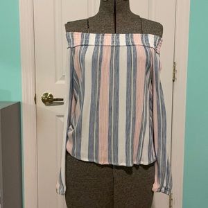 Off-the-shoulder Striped Airy Top